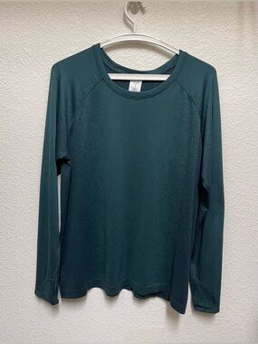 ATHLETA Momentum Seamless Long Sleeve Shimmer Aquatic Green Shirt Size XL